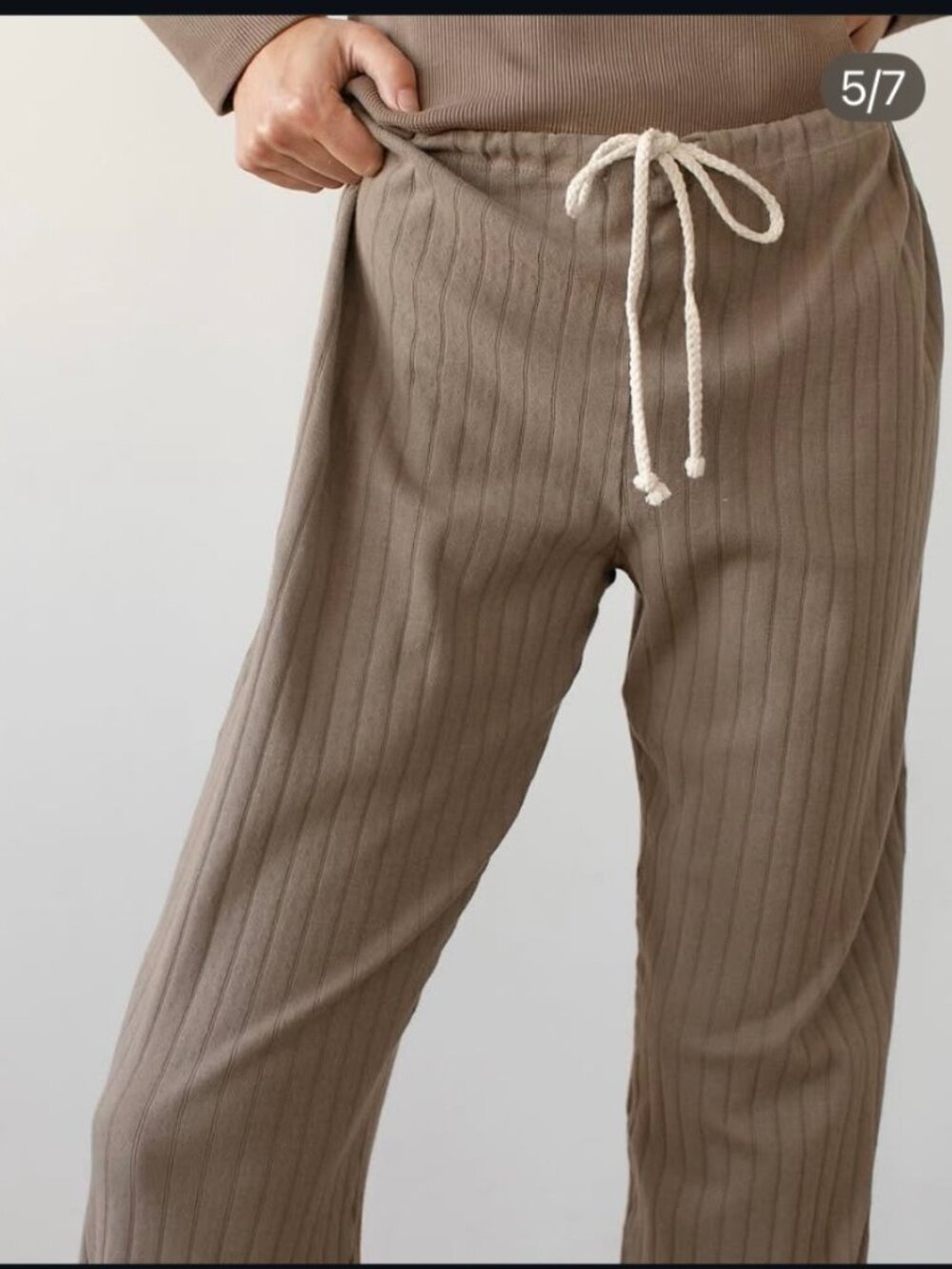 DONNI Pointelle Cinch Pants in Mushroom Small/Medium